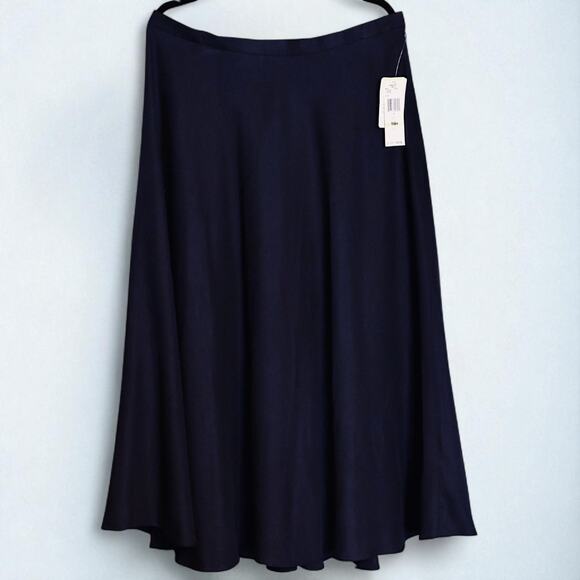 Vintage Jones New York Silk Maxi Skirt Plus 18W Navy Minimalist Elegant NWT 90s - Picture 1 of 8